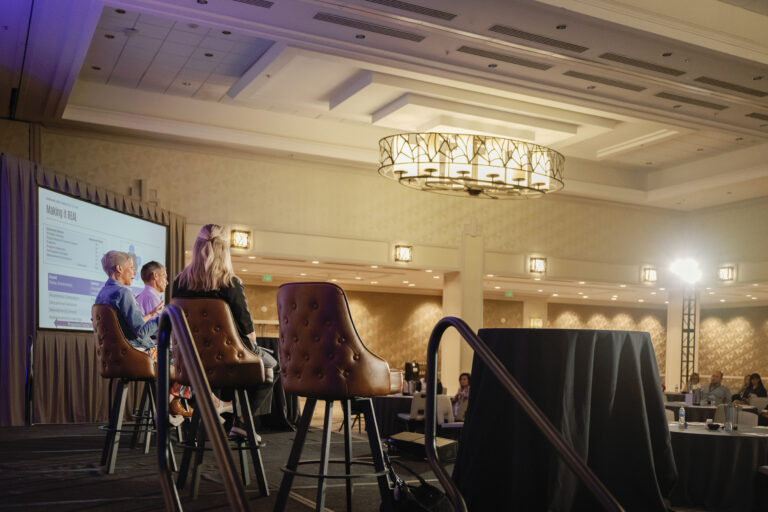 Corporate team at professional event